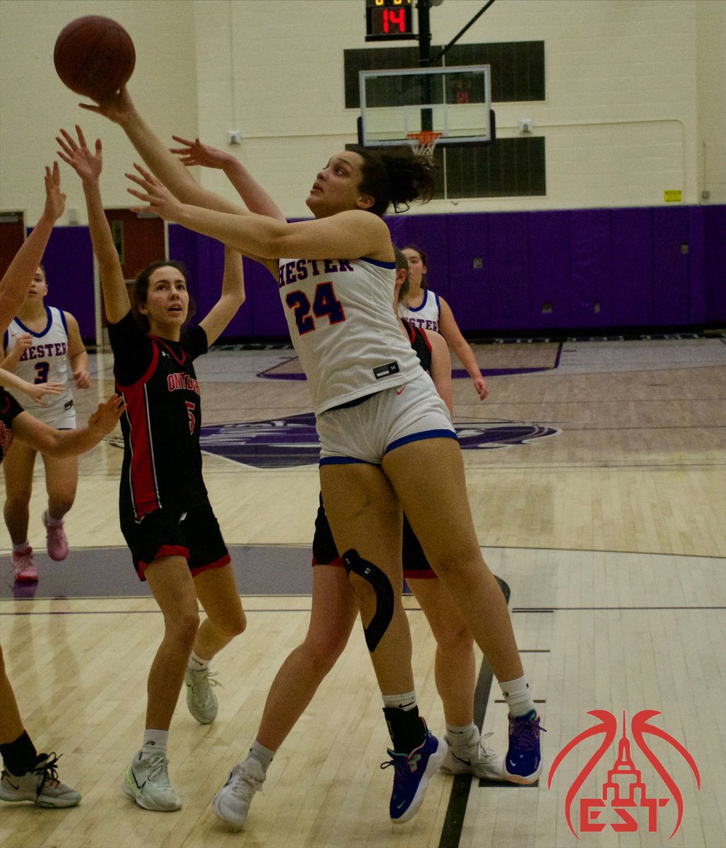 NYSTakeover's tweet photo. Chester 40
Onteora 17
Final

In the MHAL vs OCIAA Challenge opener, @OCIAASports rep Chester stepped on it early, made it lopsided by the break, and coasted to a W. @allisonbono led a relatively balanced effort in the books with 13 for Chester. Three w/ 4 for Onteora. Game 1 ✔️ https://t.co/F1v8prR8Es