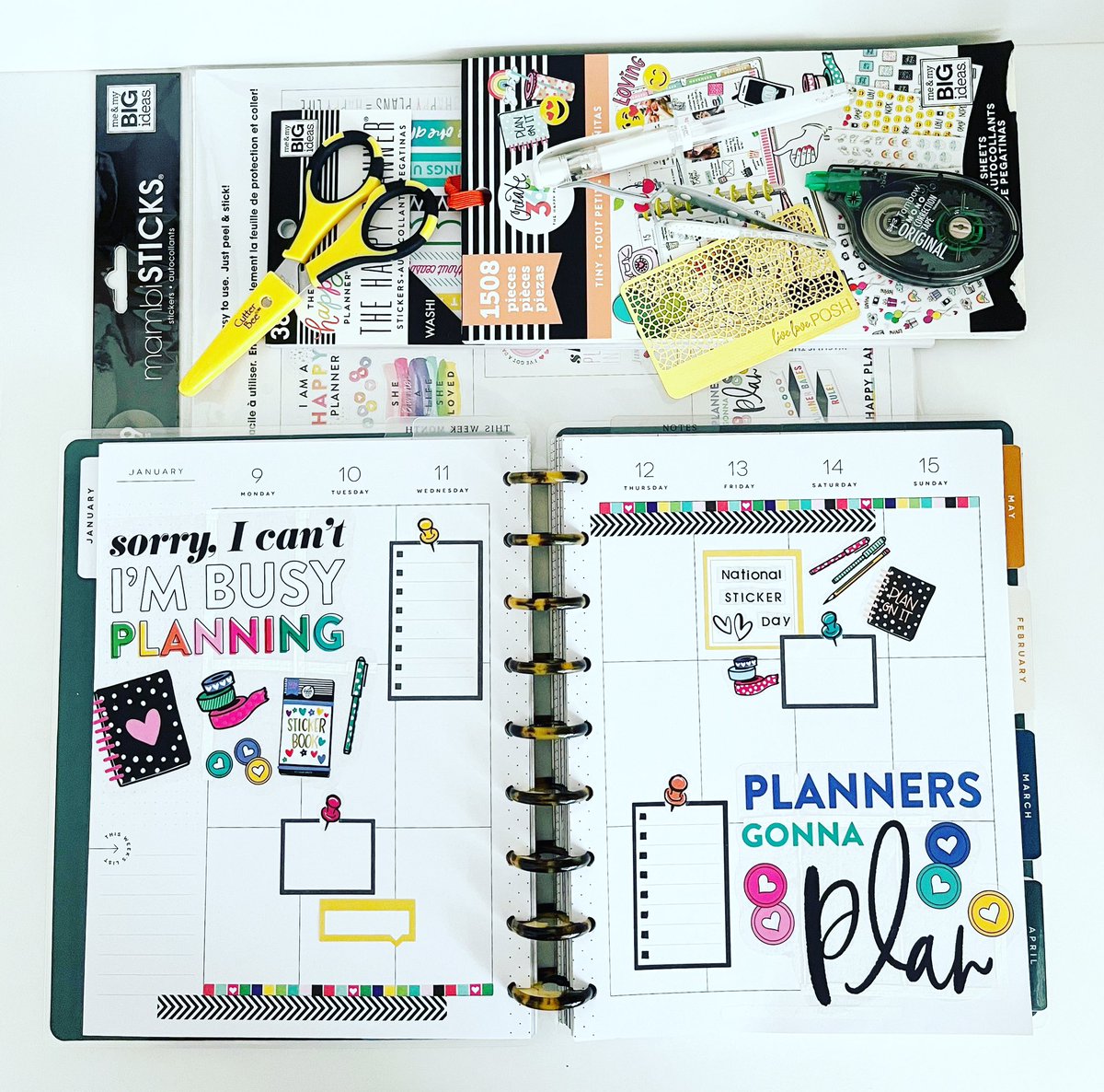 Louise_OTR's tweet photo. Only a plannerd like me knows it is National Sticker Day on the 13th 💕

#PlanWithLui #HappyPlanner #NationalStickerDay #January13 https://t.co/q9MztW3DcL