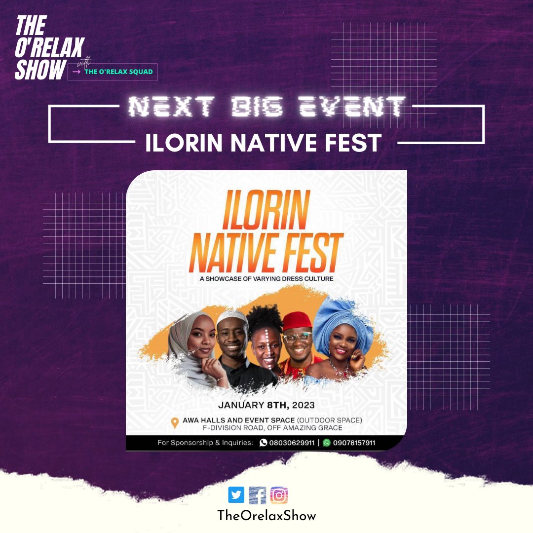 theorelaxshow's tweet photo. Ilorin Native Fest is Live tomorrow ๐ฅณ
โข
โข
โข
Next Big Event ๐คฉ
โข
โข
โข
@Awahubilorin1 @RekayOfficial @Treasure50s
#theorelaxshow #theorelaxsquad
#nextbigevent #ilorinnativefest https://t.co/qPnQPJZtKS