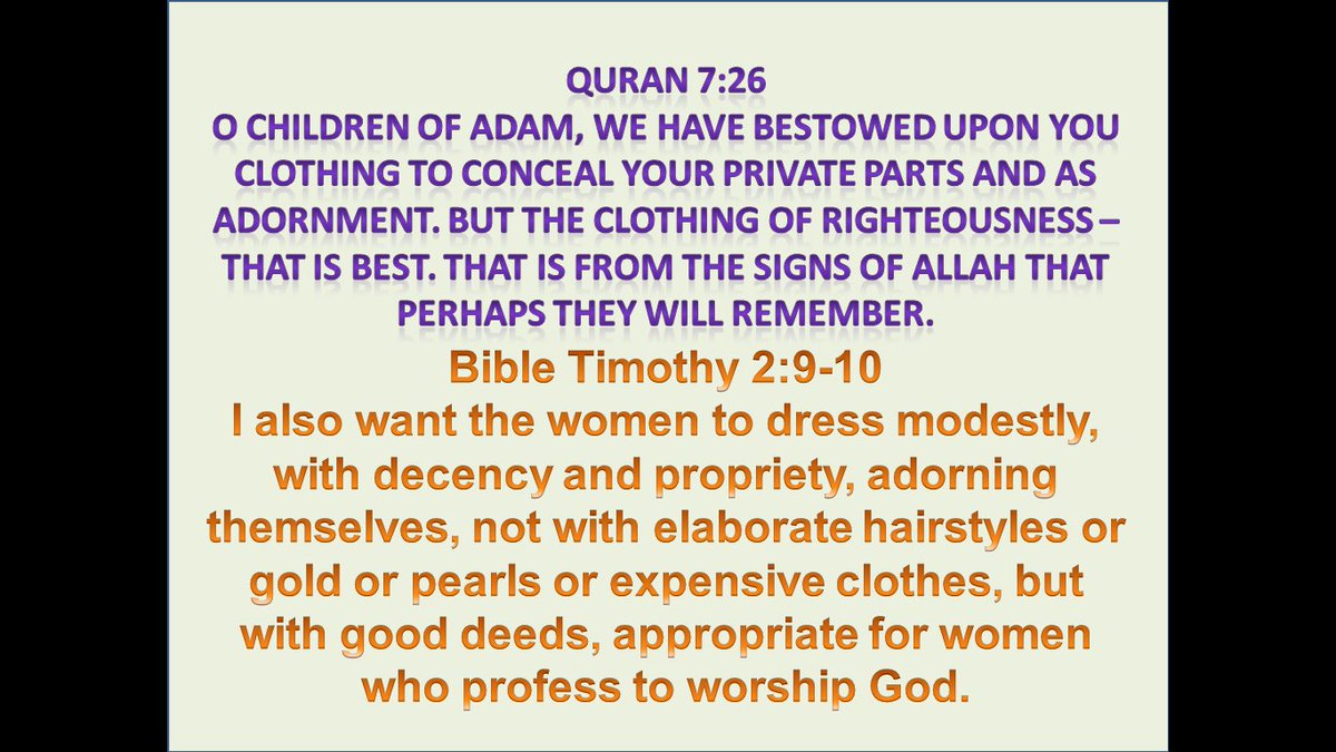 RahbarBanat's tweet photo. 1 Corinthians 11:5-6 (Bible)
...... For if a woman does not cover her head, she might as well have her hair cut off; but if it is a disgrace for a woman to have her hair cut off or her head shaved, then she should cover her head.
#Hijab https://t.co/ivZC06ScZ8