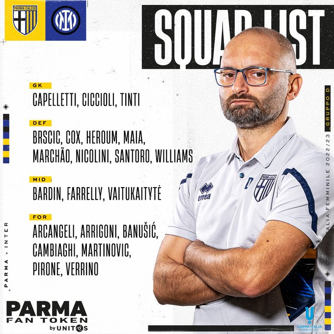 The Squad List for the women's clash with Inter 👇

@unitos_io | #ParmaInter #ForzaParma 💛💙