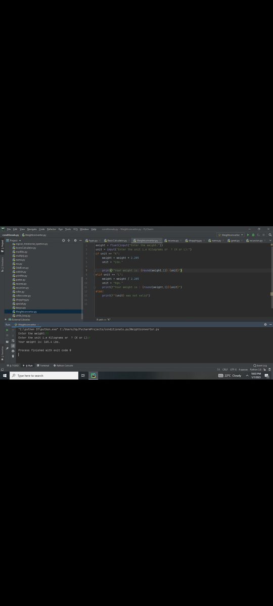 ItsShashikant17's tweet photo. Day 2 of #100DaysOfCode #100daysofcodechallenge #learning #coding built weight convertor and basic calculator using Python . https://t.co/IZEsZlyFo4