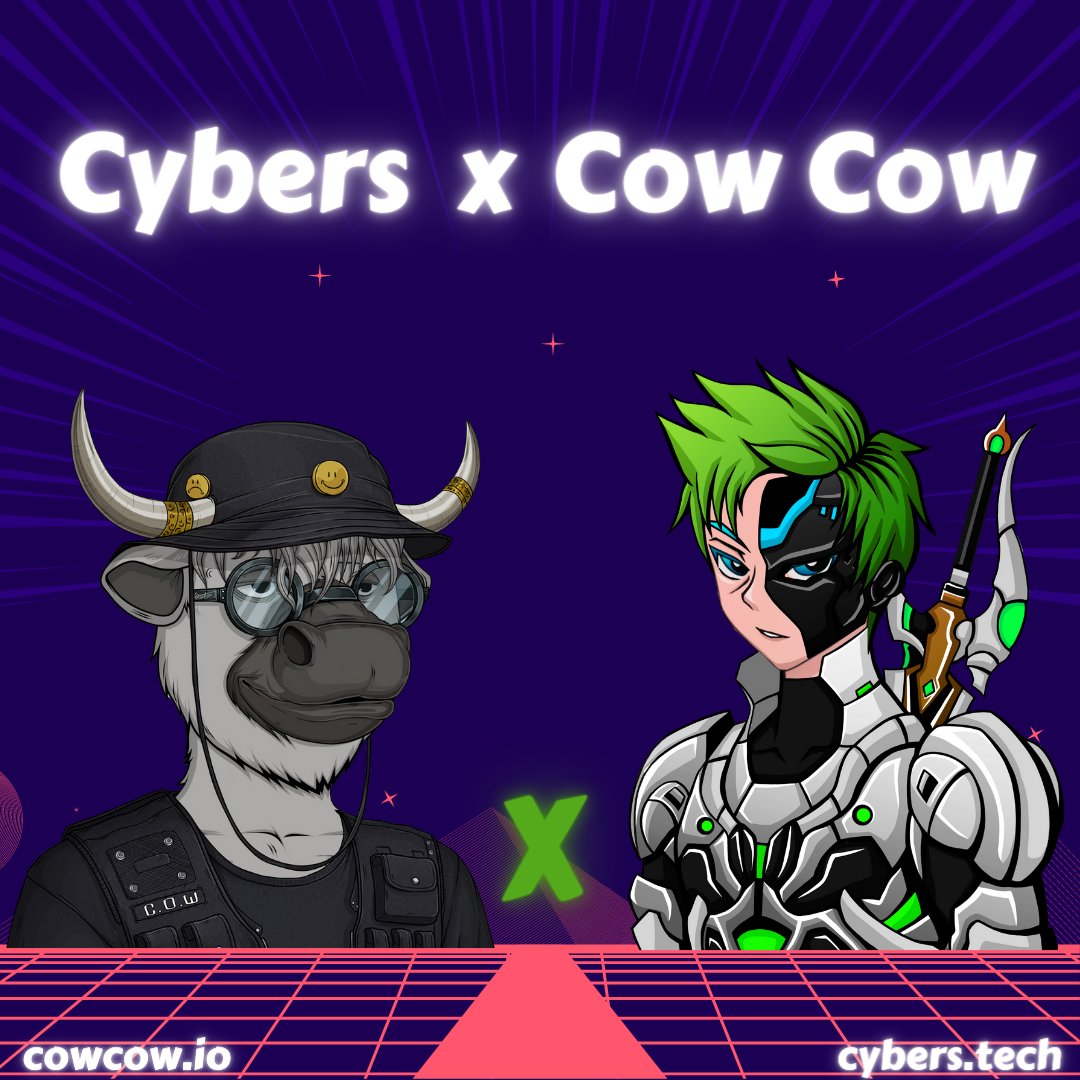 #Cybers let's give a warm welcome into #MultiversX to our partners <a href="/wecowcow/">Cow Cow</a> 

A new wave of adoption is coming 🔥

1 #NeonCyber &amp; 1 #WeCowCow WL spot as #Giveaway 

Follow <a href="/CybersInAction/">Cybers ⚡️#Together4Victor</a> <a href="/wecowcow/">Cow Cow</a> 
RT &amp; Like
Tag couple friends

ends in 48h