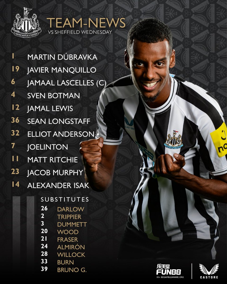 Sheffield Wed vs Newcastle United line-up