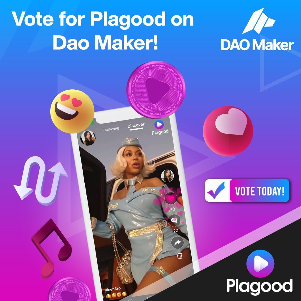 HiraWGMI's tweet photo. Web3’s first entertain-to-earn dApp. Powered by the world's biggest music artists🎶

The future of social entertainment, growing extremely fast👀

Make sure to vote for @plagoodtoken on DAO Maker!👇
https://t.co/xht2VJG86K

❤️, ♻️ &amp; Tag 3 friends to spread the word!

#ad #crypto https://t.co/kqY3GdxEb8