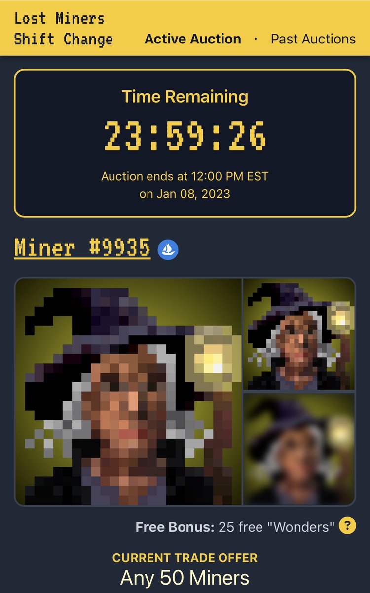 ethFRENCHIE's tweet image. Hold on to your butts. THE WITCH is up for @LostMinersETH Shift Change!  

Let’s see if she finds a new home today. 

#theyexist #shiftchange