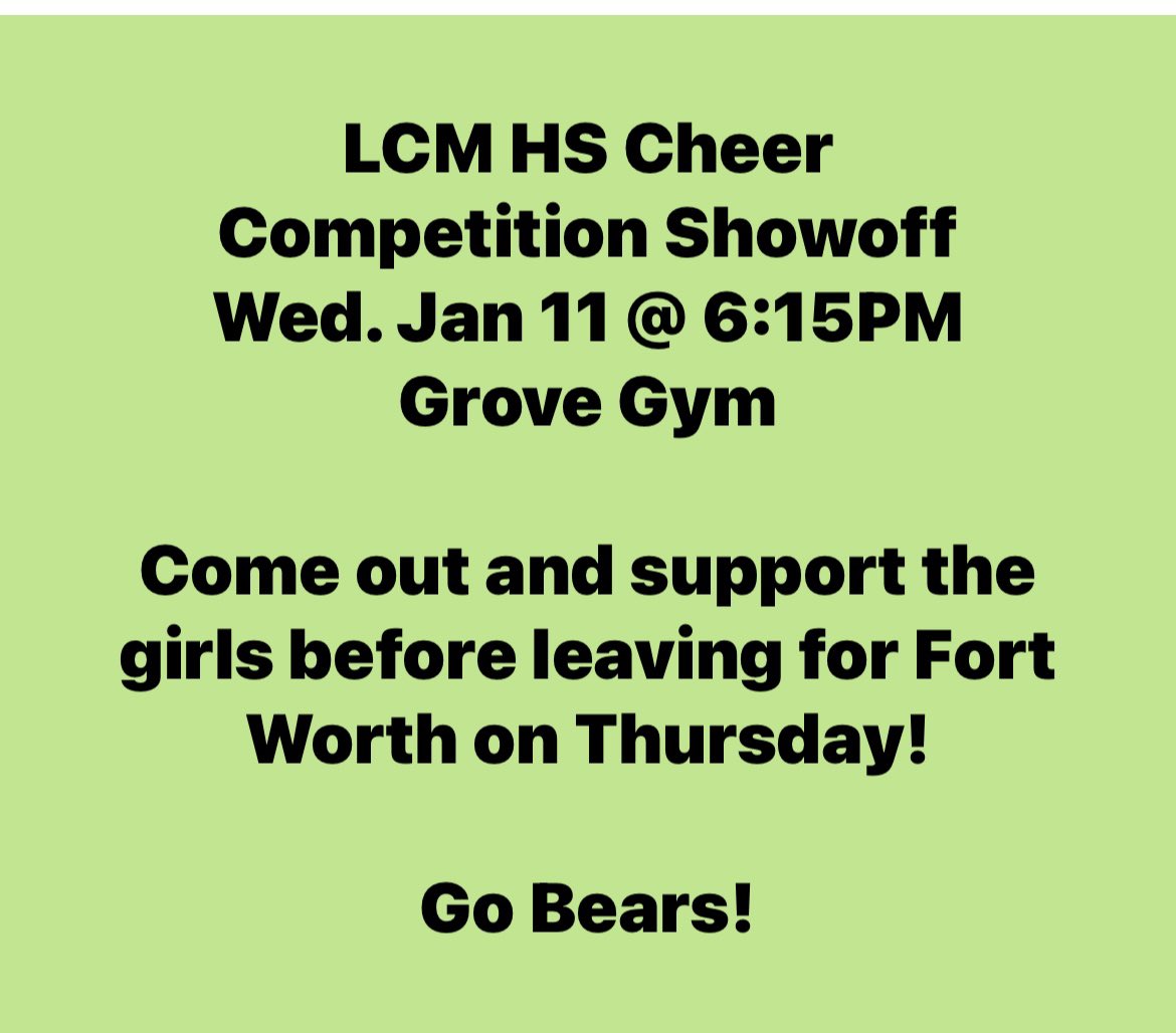 UIL State cheer competition showoff!! 💚🐻💛📣
