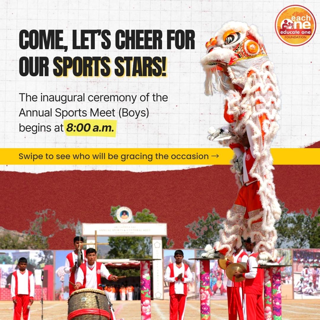 Each1EducateOne's tweet photo. The day has finally arrived! Watch our boys in action! Join us LIVE, click: https://t.co/yDPd7iP6QC
#EduCareProgramme #SportsDay #AnnualDay #Sports #SportsDay2023 #Staytuned👀 #BasavarajMattimud #AnirudhSravan #IshaPant #ManikPawar #JyotiDhammaPrakash #YeshwantVGurukar #Join https://t.co/J4MIPM0QLj