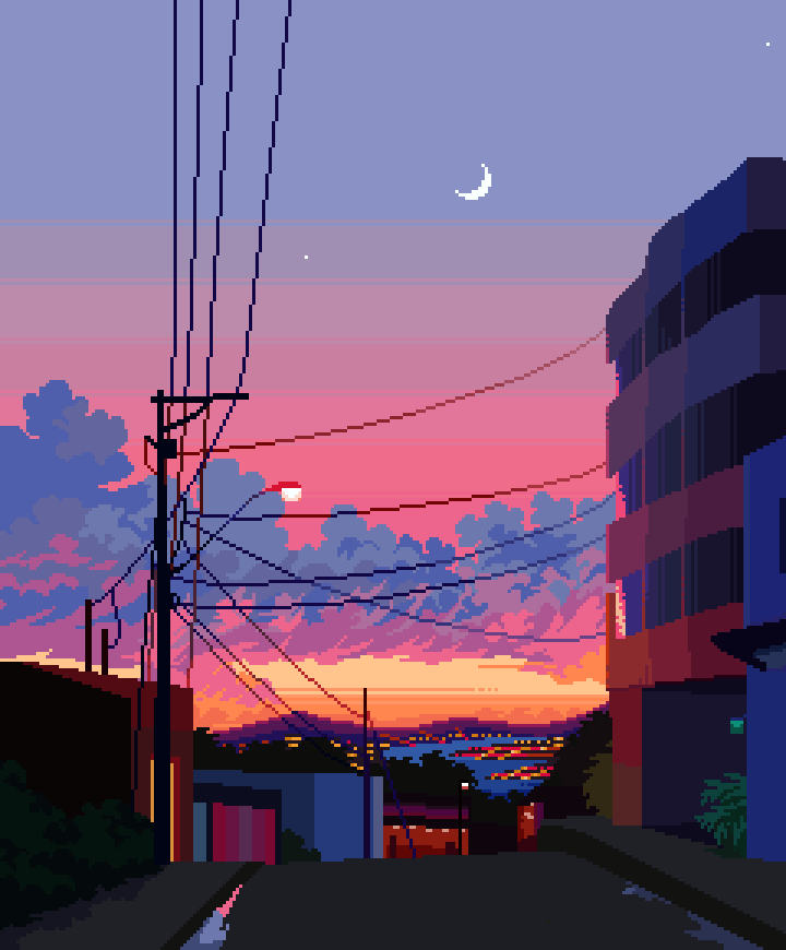 16pxl's tweet photo. long walks n powerlines at sunset ✨ https://t.co/NVmiYZisNM