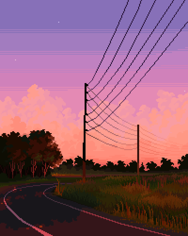 16pxl's tweet photo. long walks n powerlines at sunset ✨ https://t.co/NVmiYZisNM
