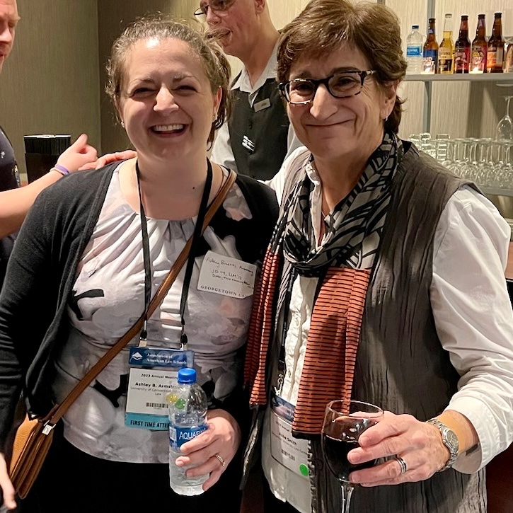 ashleybinetti's tweet photo. Posing with the amazing @GeorgetownLaw prof #AbbeSmith—I had Abbe for PR over a decade ago, and she also taught in my clinical legal pedagogy LLM at #GULC. Thank you @GTownLawAlumni for such a fantastic event at #AALS2023 @TheAALS https://t.co/CmfGi2kuAS