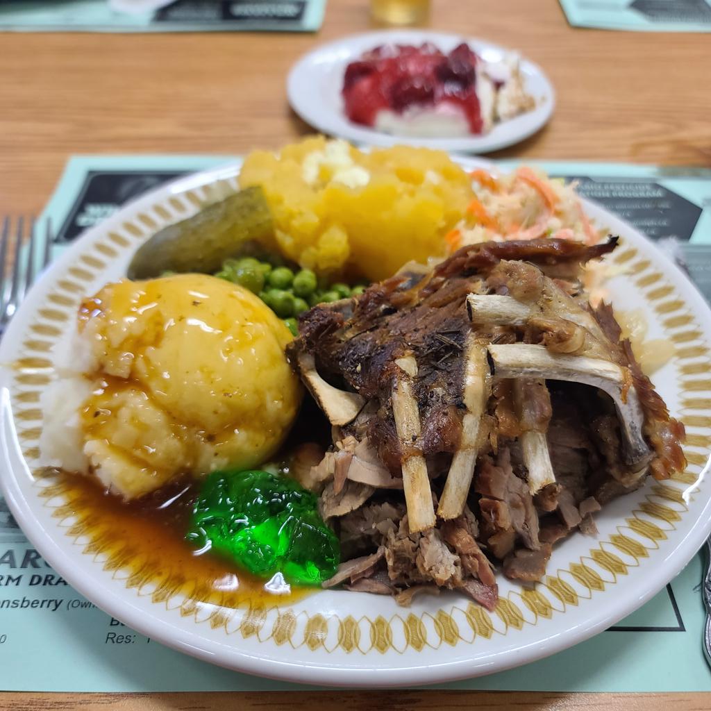 Hot noon meal with pie is an important part of Grey Bruce Farmers Week. There's a lot of networking that happens over dinner at the Elwood Community Centre.
Sheep Day the dinner includes lamb and mint.

#GBFW23 #lamb #Ontario
#OntarioFarmer #OntarioLamb