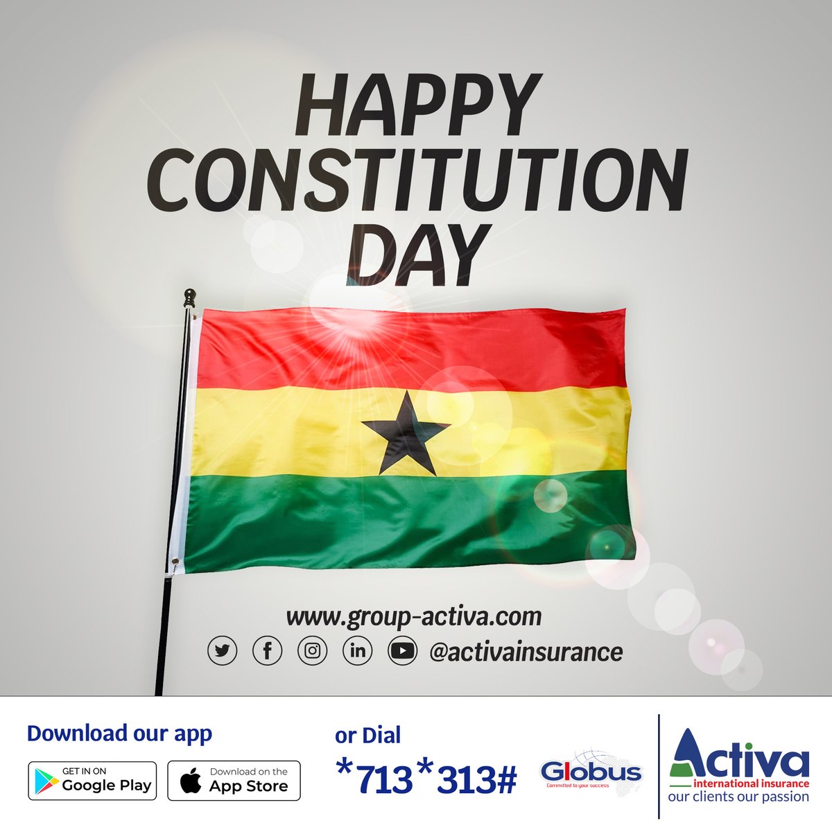 ActivaGhana's tweet photo. #happyconsitutionday #activaghana #activainsurance #getinsured #getACTIVAted #insurance #insurewithus https://t.co/m71xzwAVcq