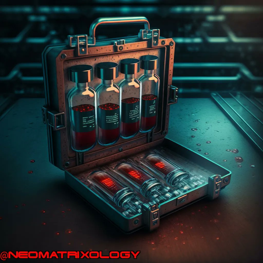 NeoMatrixology's tweet photo. Took a few blood samples for further analysis. Upon exiting the building I realized that the man from the power plant is now following me &amp; Robo-Dogs appear to be following him 🕵🏭🐕
#Matrix #SearchForTheOracle #Berg #BrianJSmith  #MidJourney #MatrixUniverse #AIArt #TheMatrix https://t.co/8xkw7839F4