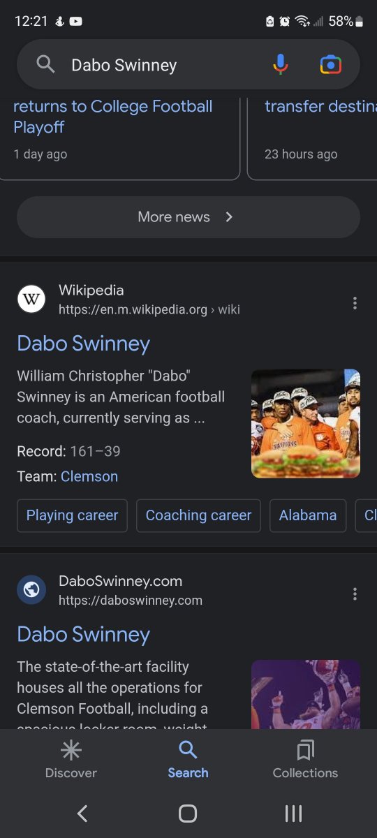 Justice2823's tweet photo. @zachTNT Check out Dabo's Wikipedia photo right now. Just Googled him and started dying, lol. https://t.co/Rg86XsaFtM