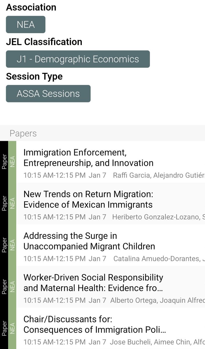 econ_garcia's tweet photo. #ASHEPresente @ASHE_ASSA
Session on Consequences of Immigration Policy for Hispanics in the US. From entrepreneurship to maternal health, and the surge of immigrant children arriving alone. https://t.co/7Rtk9l8XqT