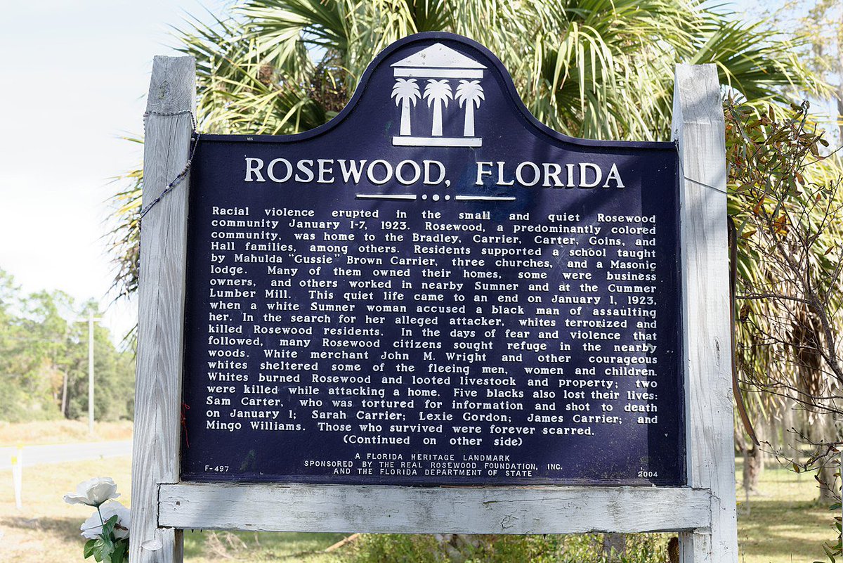 100 years ago, a white mob completely destroyed the primarily Black town of Rosewood, Florida. The death toll is unknown and the story was erased from history for 70 years. No one was ever prosecuted for the crimes. 

We cannot continue to erase our history.