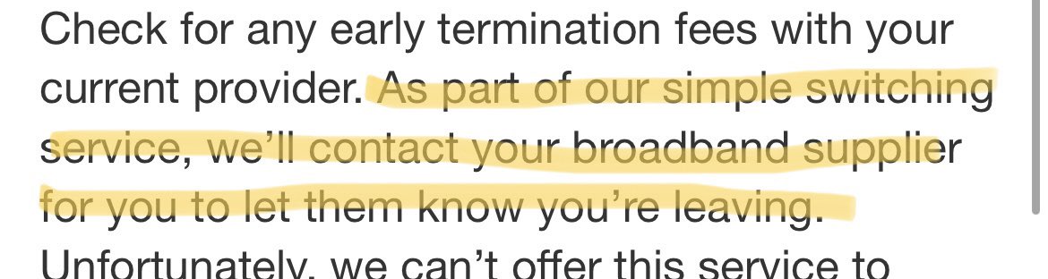 BekCavill's tweet photo. @VodafoneUK did not tell my old broadband I was switching, even though an email and contract says they would. Hour on phone and still refusing to do so #simpleswitchingservicemyarse https://t.co/yBXgXkaSI8