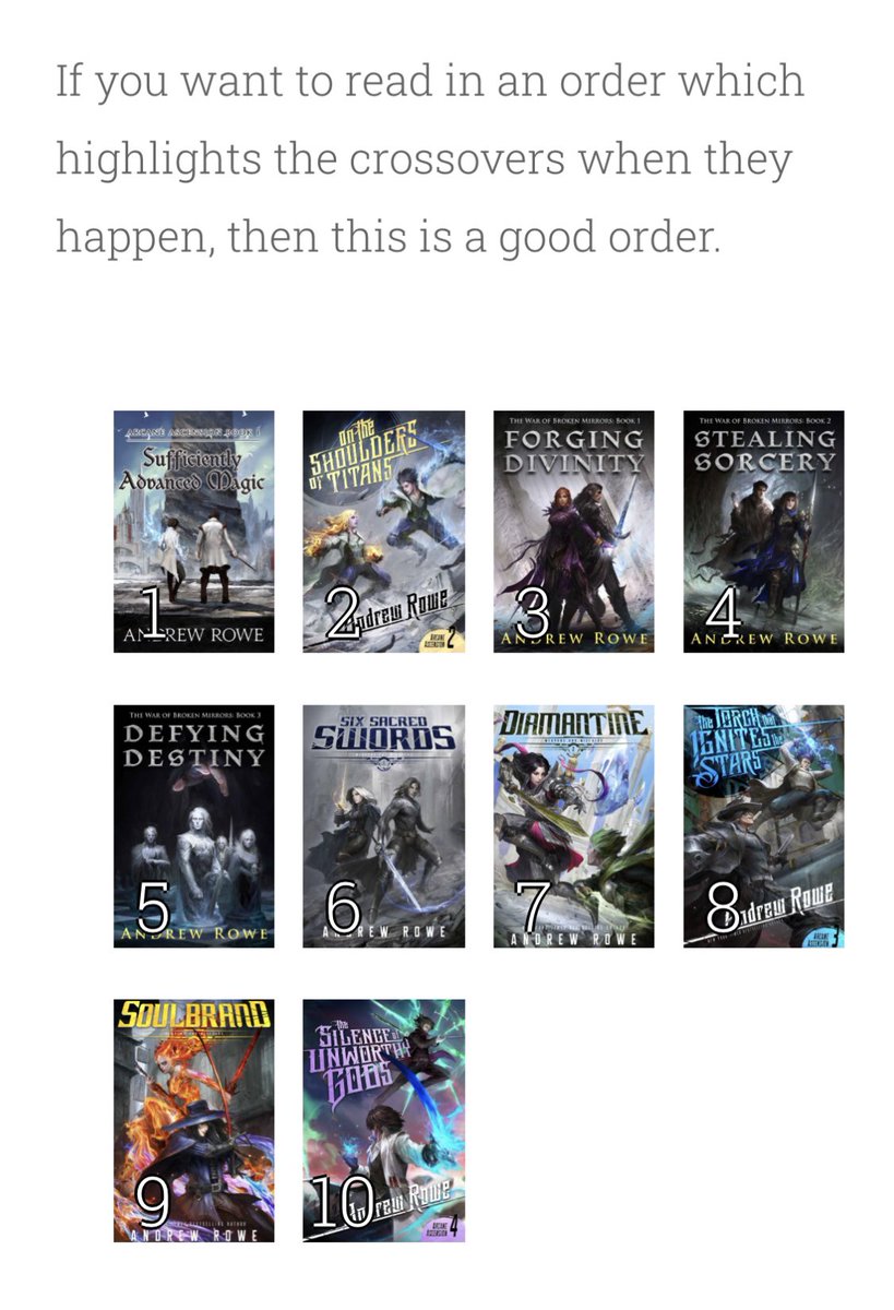 jamesjemno's tweet photo. Just started book 2 while rereading @TaelienSalaris (#AndrewRowe)’s existing universe in this order. Should be interesting! #SaturdayMorning
ArcaneAscension 3-4, The War of Broken Mirrors 3, and Weapons and Wielders 3 will all be new to me on this read through!
#BookTwitter https://t.co/gHdMuy4wrE