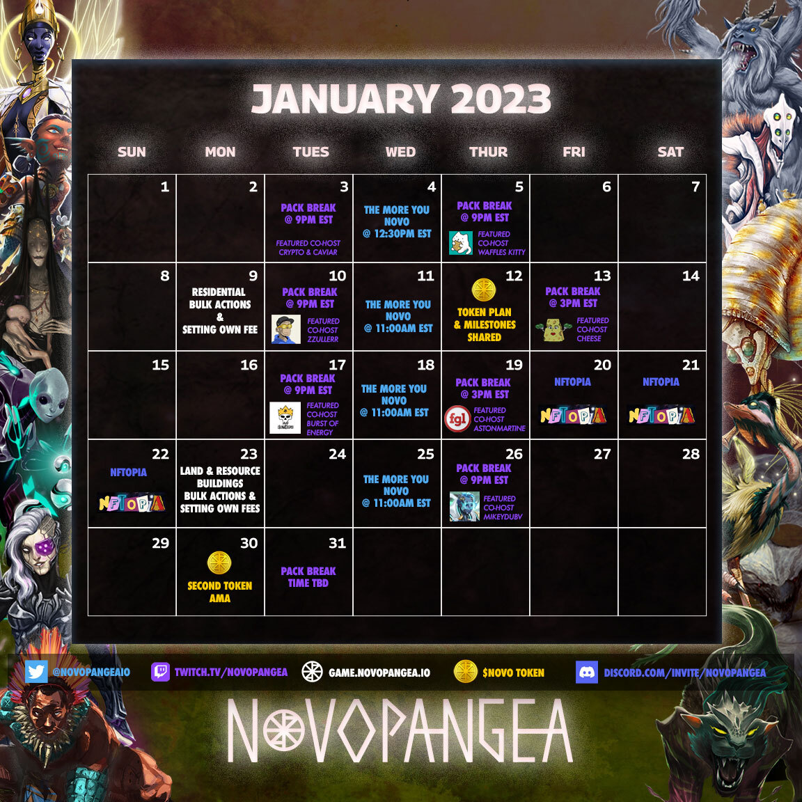 Novopangeaio's tweet image. With an ENTIRE MONTH of great things, including #packbreaks and several #AMA you do NOT want to sleep on #Novopangea now. Check us out!

discord.gg/novopangea
novopangea.io

#novo #novopangea @atomichub @neftyblocks @nfthiveio
