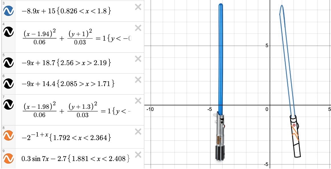 StarWarsMath's tweet photo. Star Wars #MathArt via @Desmos 🎨
Source: @MrValencia24 #MathPlay

#IteachMath #MTBoS #Desmos #MathIsFun #Math #Maths #STEM #StarWars https://t.co/eOZu8YUxpk