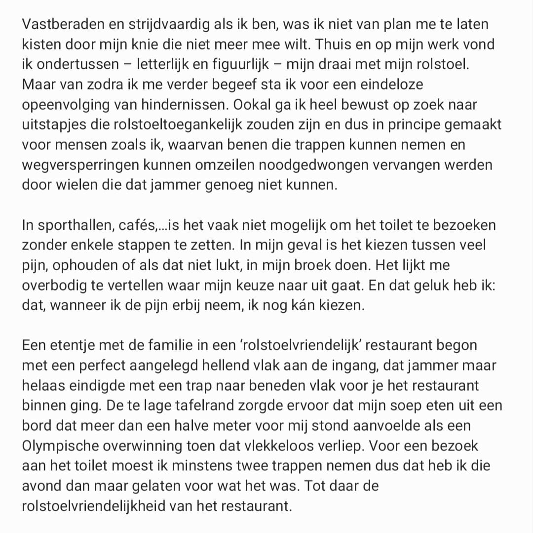 fienvrdrs's tweet photo. Lees, deel, stuur door, help mee  om een erkend label te krijgen voor rolstoeltoegankelijke gebouwen.
https://t.co/aHjHeifntS
@AverageRob @flowindey @stubru @NathanxAcid @lindemerckpoel @annaliviasm @Humo @AstridStockman @siskaschoeters @EvaTuytelaers https://t.co/WybDzpZk7H