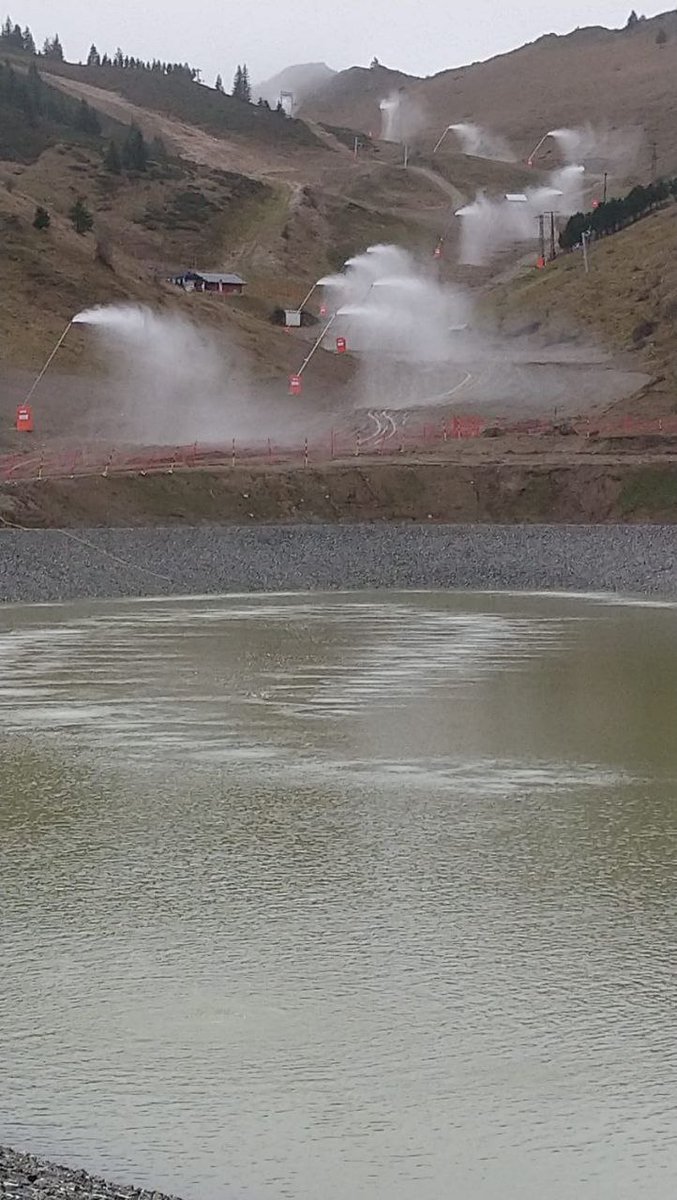 [Dans la série #QuiAuraitPuPrévoir👉"bah nous" !]

En ce moment, à #Bellevaux , en #HauteSavoie (domaine skiable d' #Hirmentaz), les canons à neige crachent de la neige artificielle sur l'herbe... 

Je m'étais rendue sur place en novembre alerter sur cette ineptie prévisible.