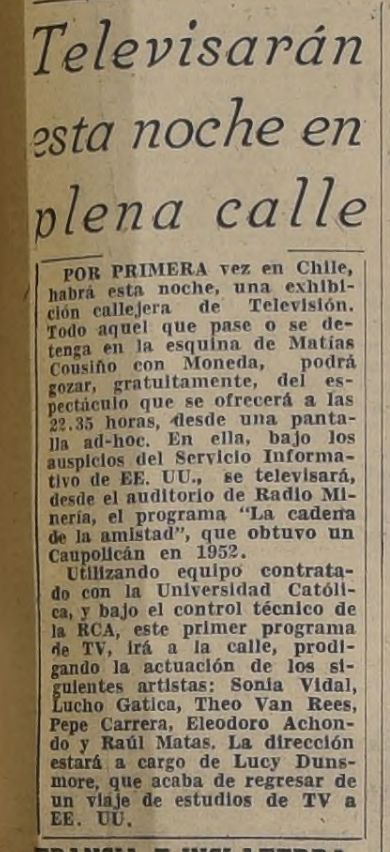 josoriof's tweet photo. Un día como hoy, 7 de enero, hace justo 70 años ,se ensayaba por primera vez la televisión en Chile. Recuerda escuchar por @rhsm_usach el trabajo de Lucia Secco sobre la tv universitaria en el país en las décadas del 60 y 70.  https://t.co/VyIZiaxTom https://t.co/RAYBGobi9T