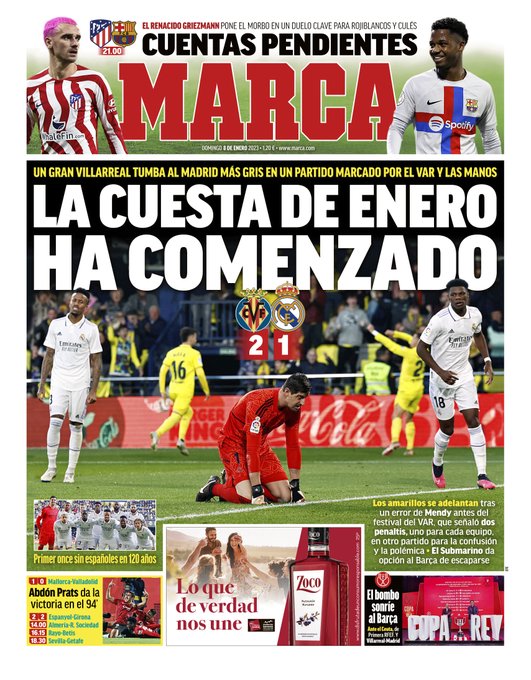 23年1月8日の4大スペインスポーツ紙一面まとめ スペインサッカーに魅せられた男のブログ