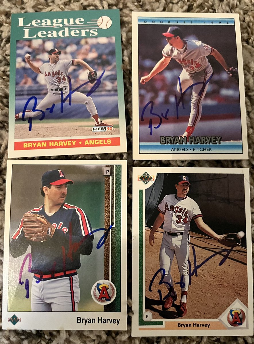 Thanks to former @Angels Relief Pitcher Bryan Harvey for signing my cards #Donruss #Fleer #UpperDeck #TTM #Hobby #Collect #LeagueLeaders #TTMSuccess #TTMAutograph #Autograph #GoHalos