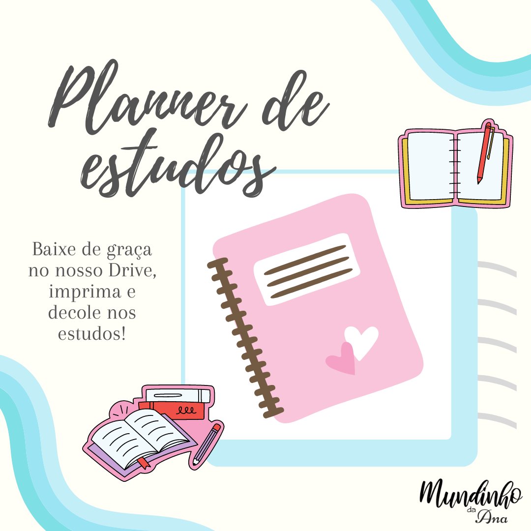 ana_mundinho's tweet image. .° ｡ *✧ 𝐏𝐥𝐚𝐧𝐧𝐞𝐫 𝐝𝐞 𝐞𝐬𝐭𝐮𝐝𝐨𝐬 ✧* ｡°.

Preparei um Planner de estudos*⋆ฺ gratuito para vocês baixarem, imprimirem e se organizarem nos estudos!

Ele pode ser usado para estudar para a escola, faculdade, vestibular ou concursos.