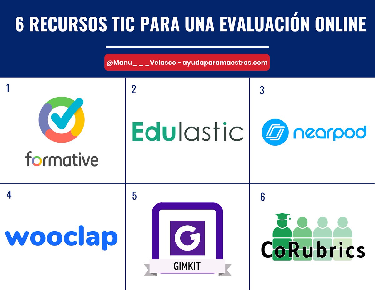 AyudaMaestros's tweet photo. 6 recursos TIC para una evaluación online. 👉 https://t.co/oQQ0Tebqky Por @Manu___Velasco https://t.co/s2d2OGxFcV