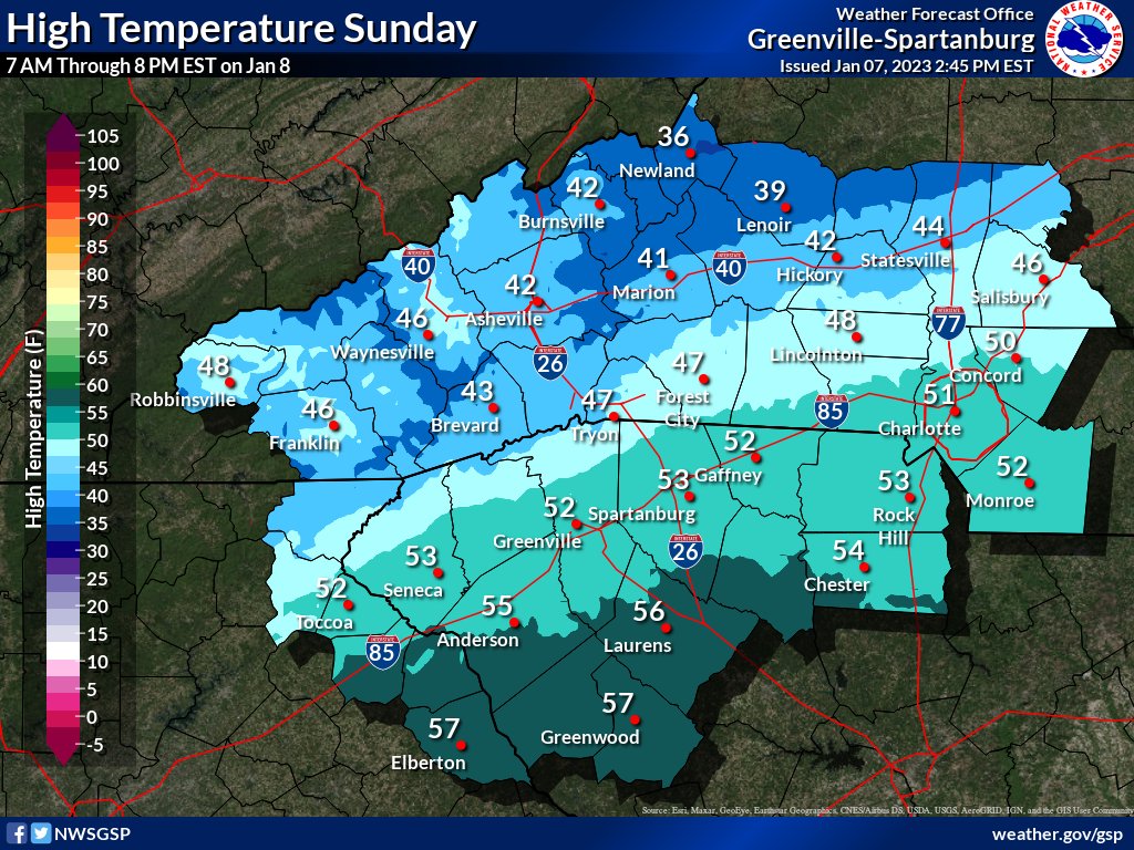 NWS GSP on Twitter "Looks to be a cooler and wetter Sunday ahead for