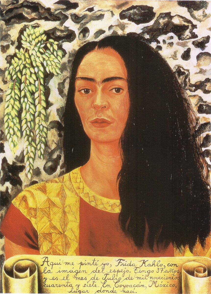 Self Portrait with Loose Hair, 1947 #naveart #kahlo wikiart.org/en/frida-kahlo…