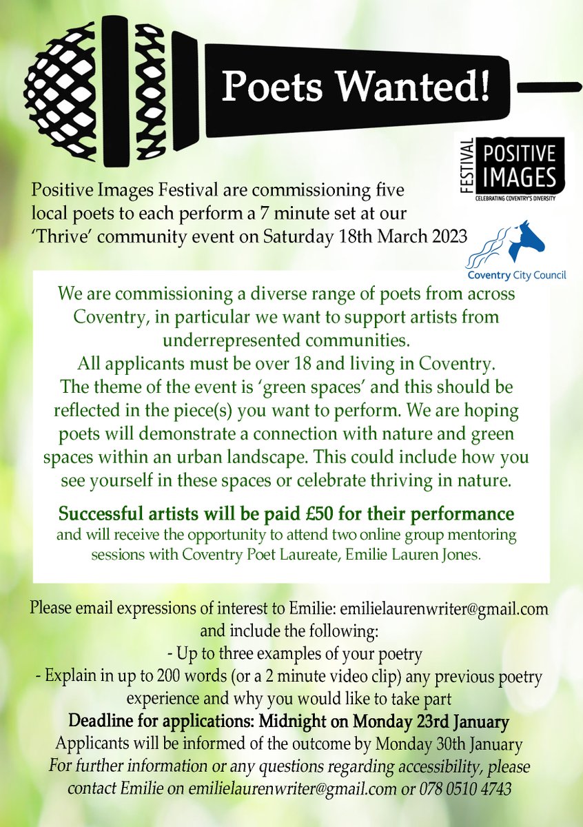 Coventry Poets Wanted! 
#Coventry #CoventryPoets #WhatsOnCoventry