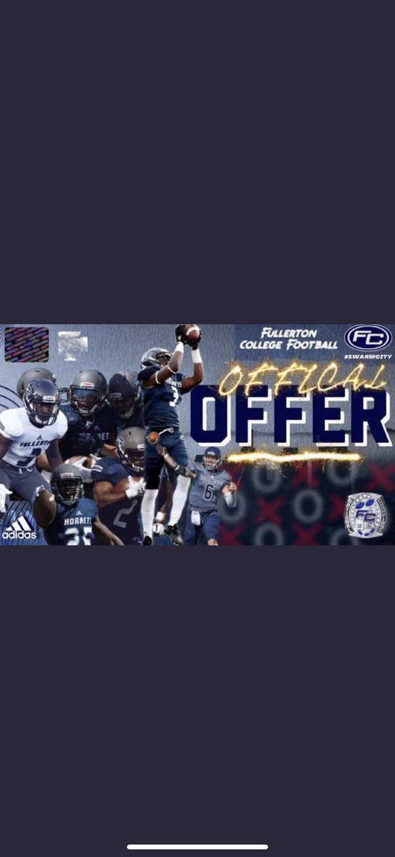 Thankful to receive an offer from Fullerton college !! @CoachG_FC @CoachParedez  #swarmcity #hornetfamily