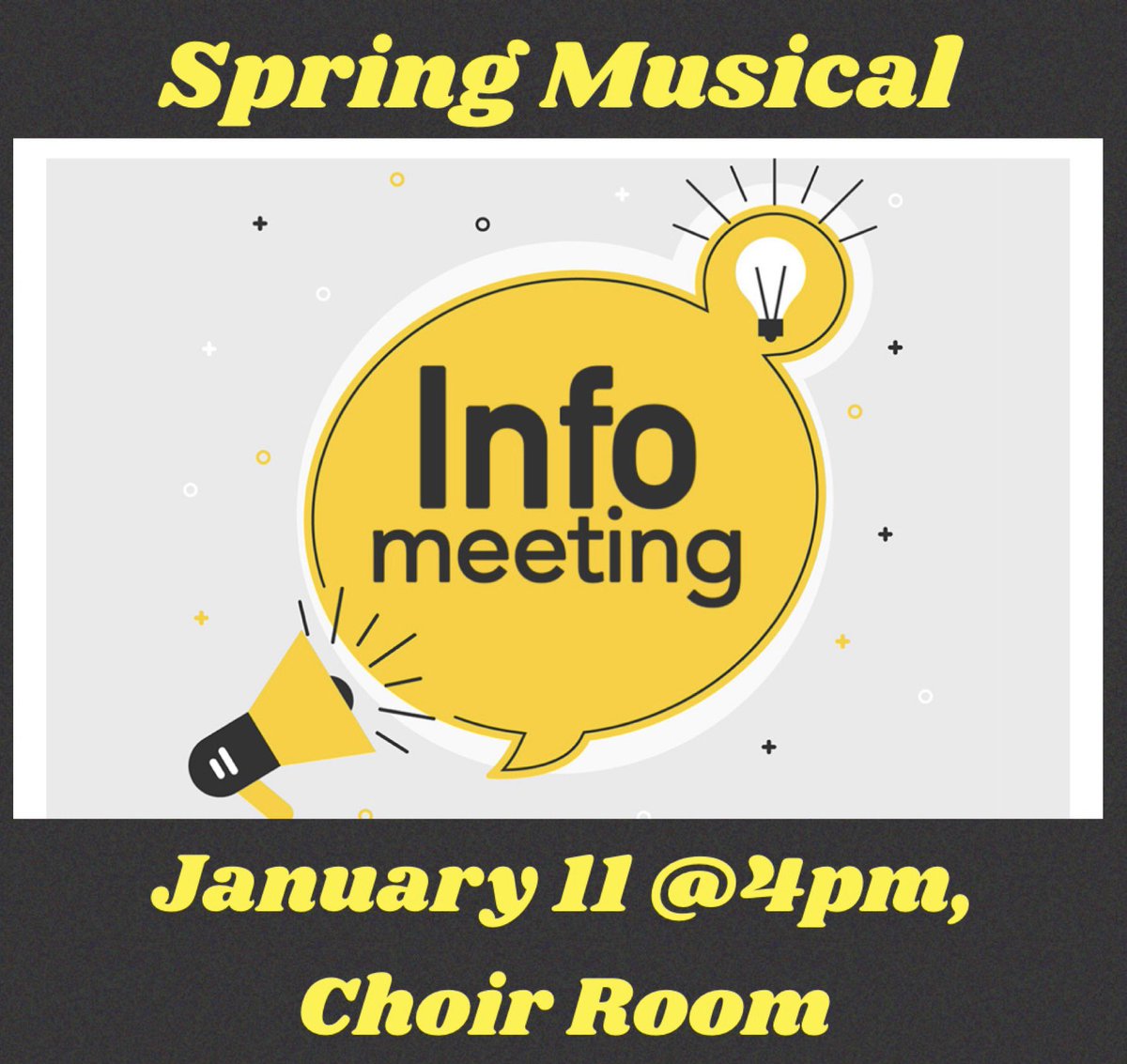StaggMusical's tweet image. Spongebob the Musical Informational Meeting on Wednesday, January 11 @ 4pm in the Choir Room. Get audition materials and sign up for an audition time slot.