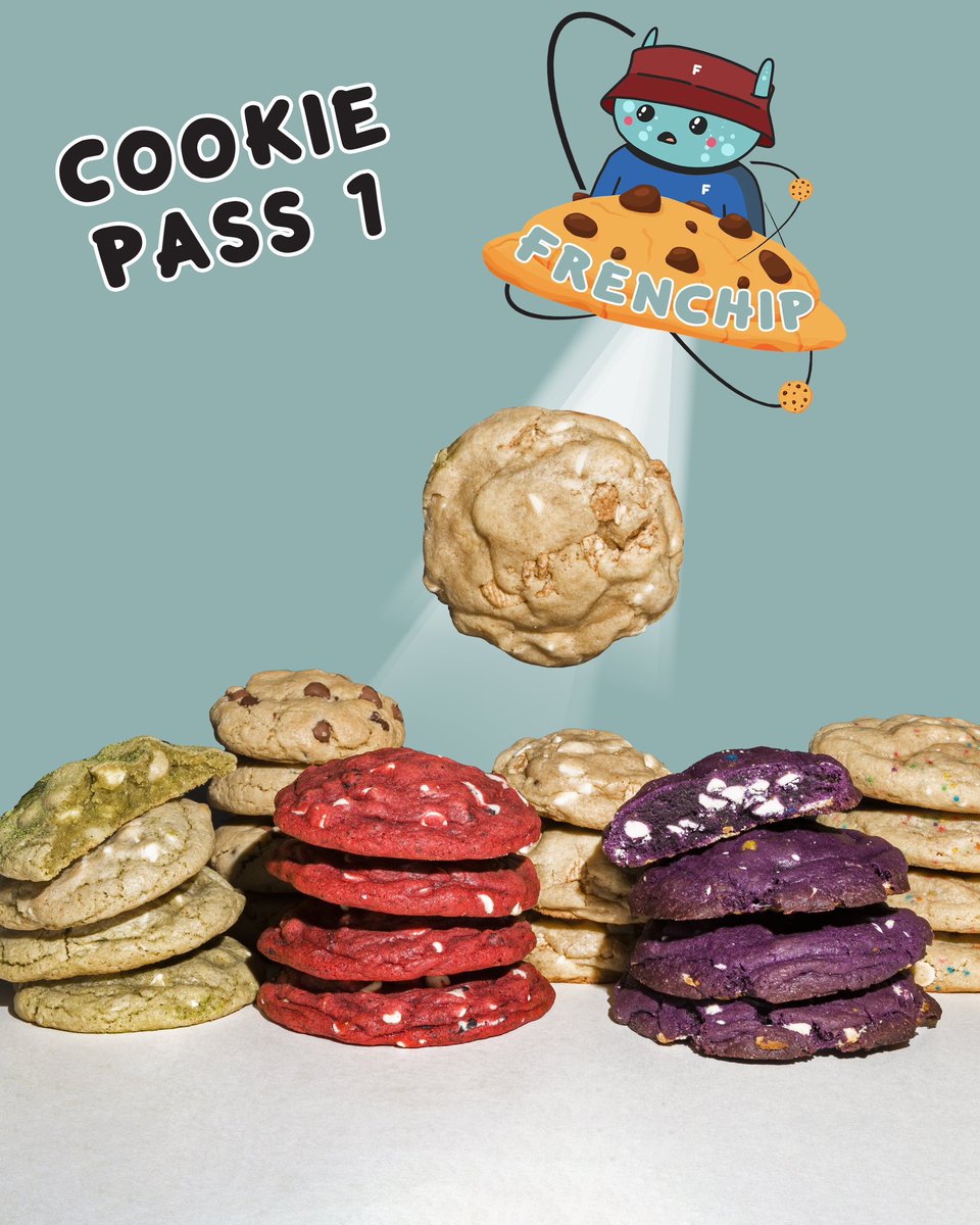 Frenchip6's tweet photo. MINT for Frenchip Cookie Pass 1 is Live

Only 25 nfts in drop 1 total

Each comes w/ limited edition box w/ art by @Cain_Beaudoin + 6 cookies shipped to your door

3 people will receive a raffle prize w/ order

Link to mint in bio 🖖 

@alienfrens @SeanOhio_ @glennleerob https://t.co/OOBNXFwtAQ