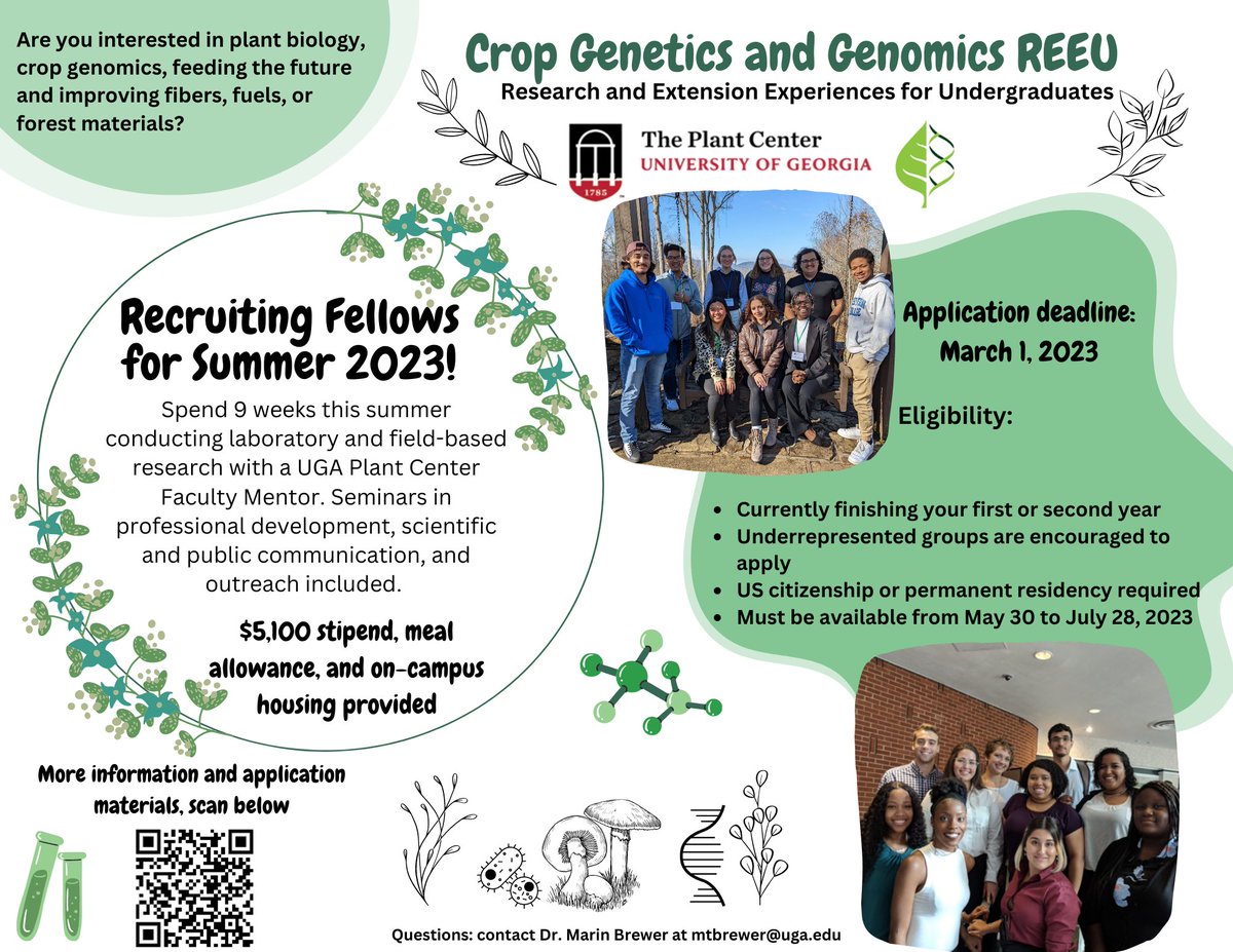 CJ Tsai (@tsailabuga) on Twitter photo Please RT: Crop Genetics & Genomics #REEU <a href="/PlantCenterUGA/">PlantCenterUGA</a> is accepting applications! Hands-on research, plant breeding field trips, sci communication, service learning, career panels, professional dev workshops & more plantcenter.uga.edu/reeu <a href="/USDA_NIFA/">NIFA</a> <a href="/UGAResearch/">UGA Research</a> <a href="/UGAGradSchool/">UGA Graduate School</a> Please RT: Crop Genetics & Genomics #REEU <a href="/PlantCenterUGA/">PlantCenterUGA</a> is accepting applications! Hands-on research, plant breeding field trips, sci communication, service learning, career panels, professional dev workshops & more plantcenter.uga.edu/reeu <a href="/USDA_NIFA/">NIFA</a> <a href="/UGAResearch/">UGA Research</a> <a href="/UGAGradSchool/">UGA Graduate School</a>
