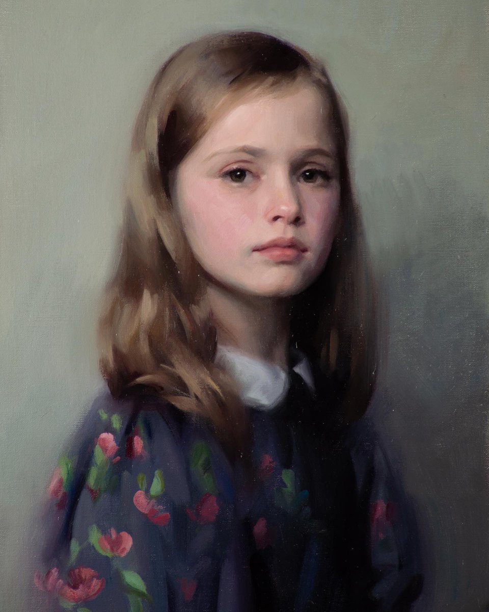 francesbellptg's tweet photo. Lovely to paint this young girl in her mothers old dress. #portrait #portraiture #oilpainting #commissionedart #francesbellartist https://t.co/0EHHzJN9zX