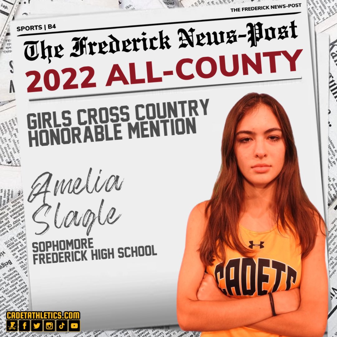 🎖️Cadetathletics.com Accolades🎖️
Congratulations to girls <a href="/CadetXC_/">Frederick High XC</a> team members Olivia Gregory, Mary Joy Johnson, Ysebelle Soto, and Amelia Slagle who have been named to the 2022 <a href="/FrederickSports/">Frederick Sports</a> All-County Honorable Mention Cross Country Team.

⚔️ | #BigFred