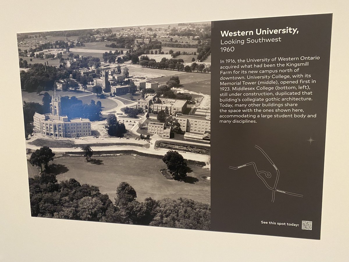 Joel_Welch's tweet photo. I’ve stopped by the @MuseumLondon briefly and found this photograph of @WesternU’s campus in 1960. Both the law building and Middlesex College are being built.

I can tell you, the patio at the @uwogradclub has come a long way since 1960.  

#WesternU #GradClub #GradLifeWesternU https://t.co/2buqvYbRQY