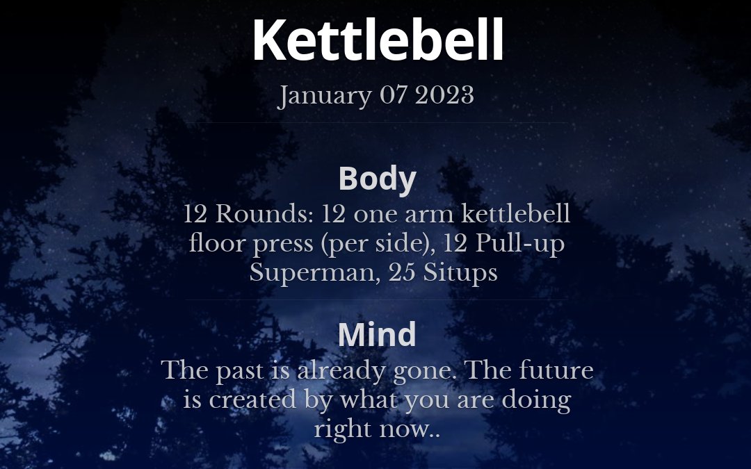 _RealMindBody's tweet photo. 12 Rounds: 12 one arm kettlebell floor press (per side), 12 Pull-up Superman, 25 Situps #kettlebell #fitness #kettlebellworkout #workout #gym https://t.co/g7eQVfZyme