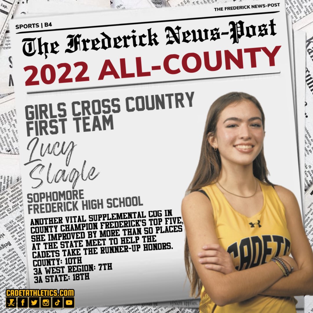 🎖️Cadetathletics.com Accolades🎖️
Congratulations to girls <a href="/CadetXC_/">Frederick High XC</a> team members Juls Brawner, Sofia Driver &amp; Lucy Slagle  who have been named to the 2022 <a href="/FrederickSports/">Frederick Sports</a> First Team All-County Cross Country Team
Read the article here: fredericknewspost.com/2022-news-post…

⚔️ | #BigFred