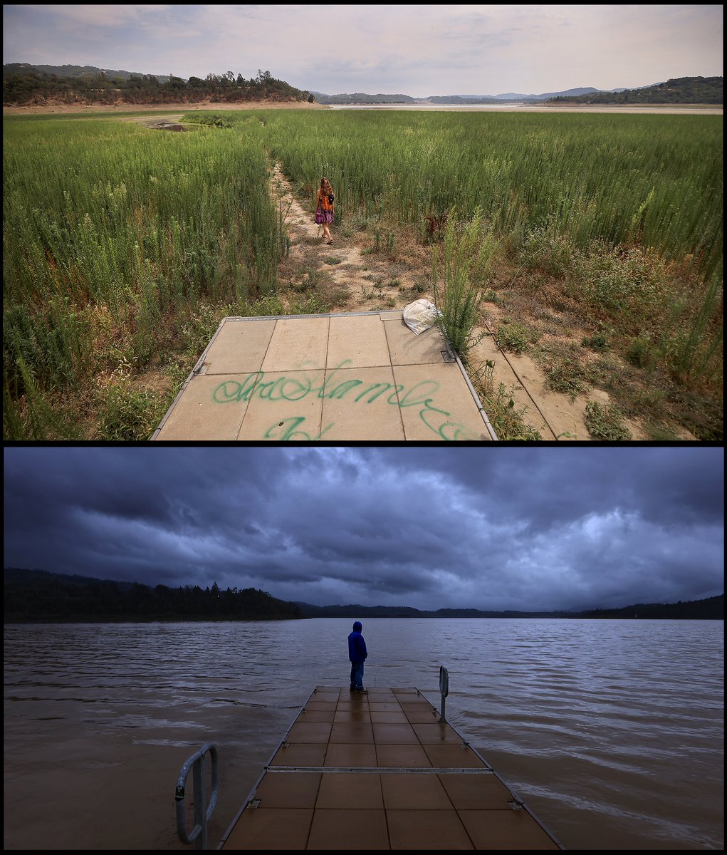 kentphotos's tweet image. July 26, 2021, Lake Mendocino was nearing its lowest level since the reservoir was built. After days of rain, fueled by #atmosphericriver events, the lake level is rising, photographed Friday, Jan. 6, 2023. There is still a long way to go. @NorthBayNews
  @NWSEureka