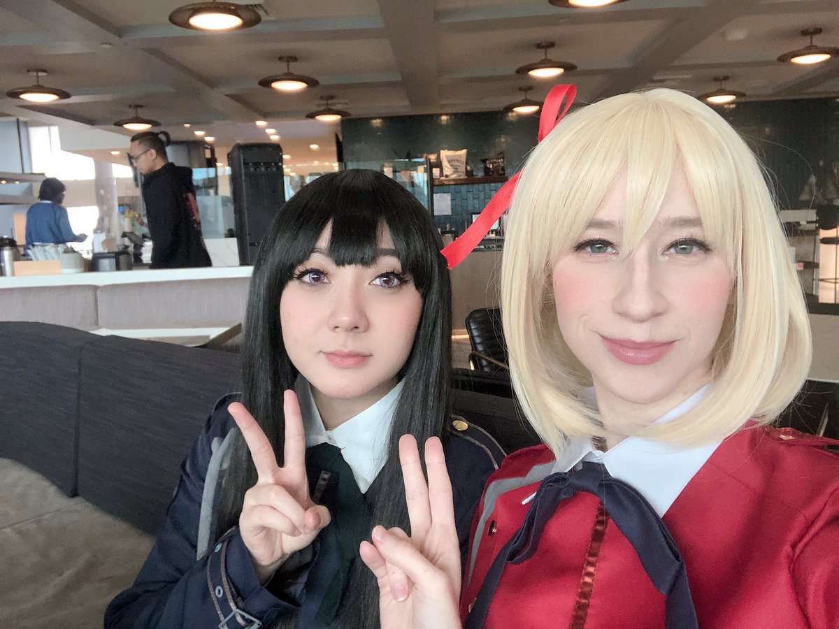 okitastic's tweet image. Kat and I are chisato and takina today from lycoreco !!!