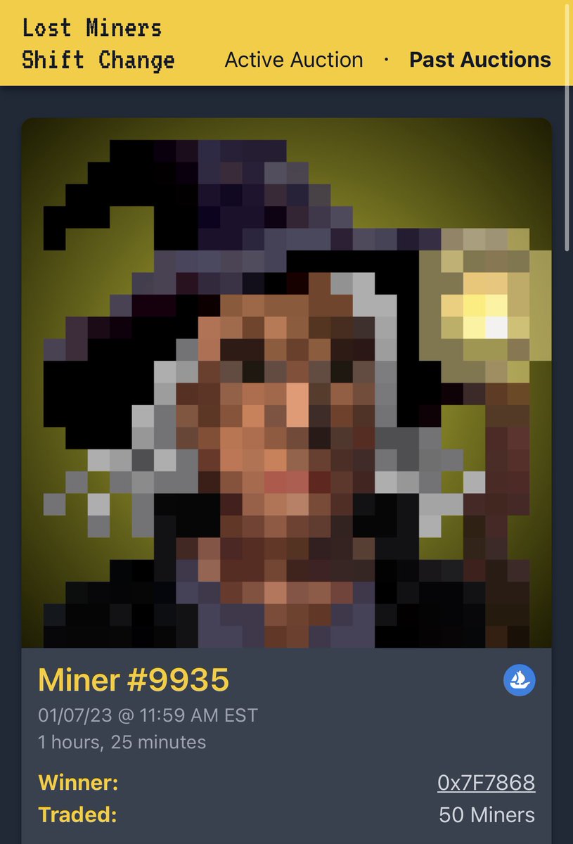 ethFRENCHIE's tweet image. A historic #shiftchange today as @Palmetto_Cards took “The Witch” at the opening bid of “any 50 miners.”  

🚨18.9361 ETH🚨at current sweep. 

Palmetto now holds the Wizard/Witch 1/1 pair. 💪 #theyexist