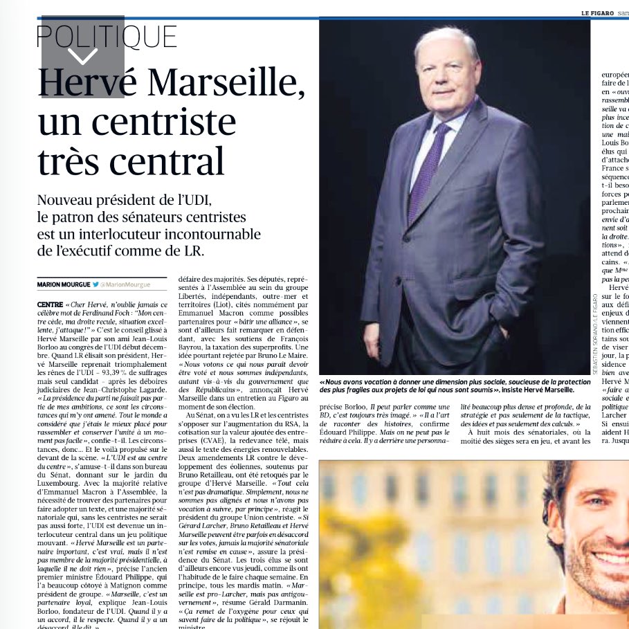 Excellent portrait du Président <a href="/HerveMarseille/">Hervé Marseille 🇺🇦</a> ce matin dans Le Figaro entre humour, finesse de l’analyse et capacité de travail. Oui, l’<a href="/UDI_off/">UDI</a> a vocation à devenir une maison d’accueil et à rassembler. A découvrir ici ➡️lefigaro.fr/politique/udi-…