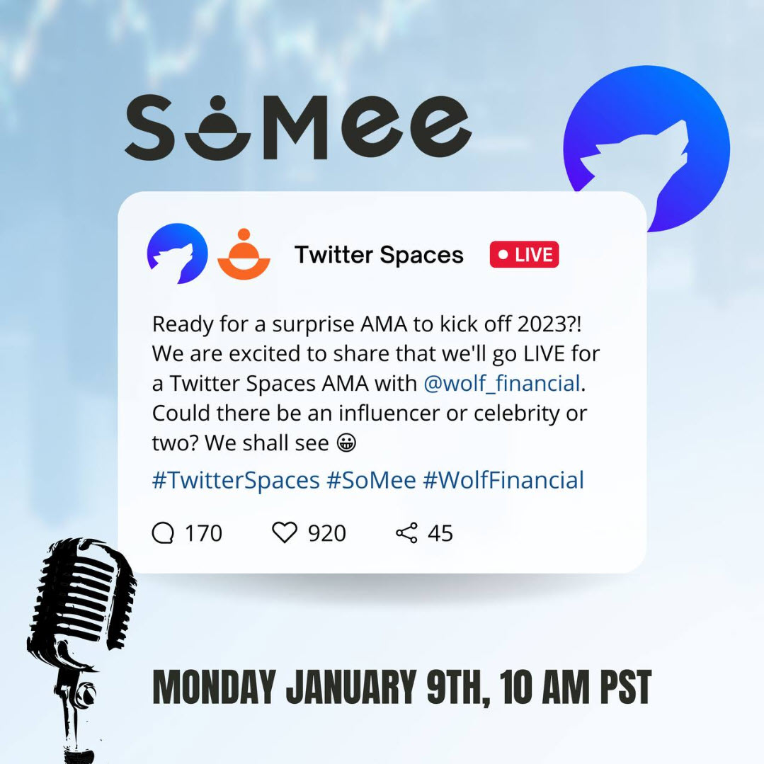 Join us for a surprise AMA this Monday, January 9th at 10am PST/1pm EST on Twitter Spaces with <a href="/WOLF_Financial/">WOLF</a>