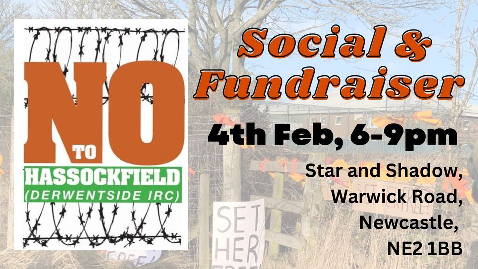 Please share news of this Social Event & Campaign on Saturday 4th February, 6pm-9pm.
Info & Booking Here: starandshadow.org.uk/programme/even…
Help them fight for the closure of the  Women’s Immigration Removal Centre (IRC)  in County Durham.
notohassockfield.org.uk 
#SetHerFree
#ShutItDown